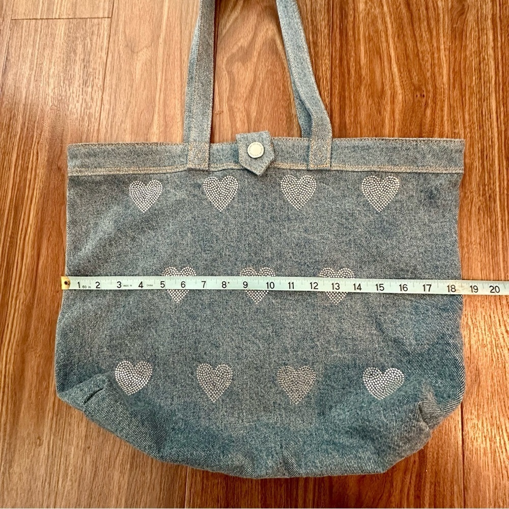 DG2 by Diane Gilman Denim Crystal Heart DenimTote Bag - Picture 8 of 9